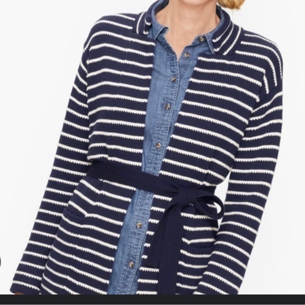 Talbots striped belted cardigan